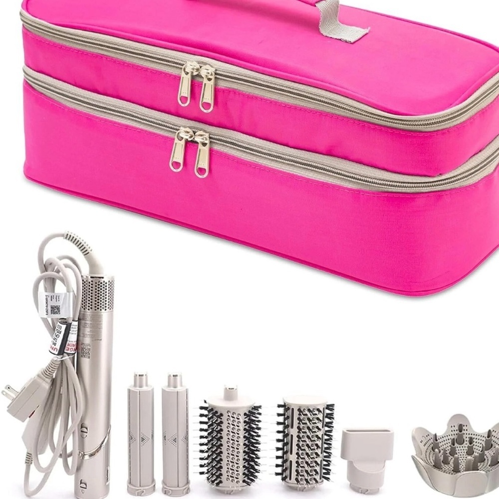 Pink Cosmetic Bag with Double Zipper